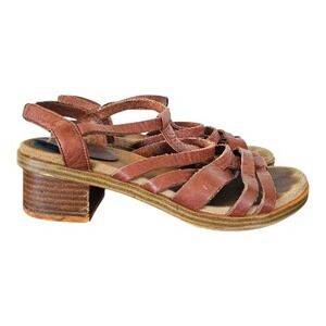 Camper Strappy Small Heel Brown Leather Boho Footfriendly Sandals Sz EU36 US5.5